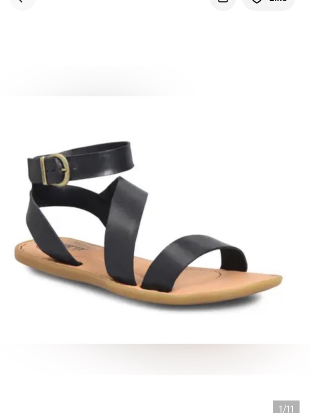 Born Leah Black Leather Strappy Ankle Buckle Sandals, NEW, Size 8, MSRP $110